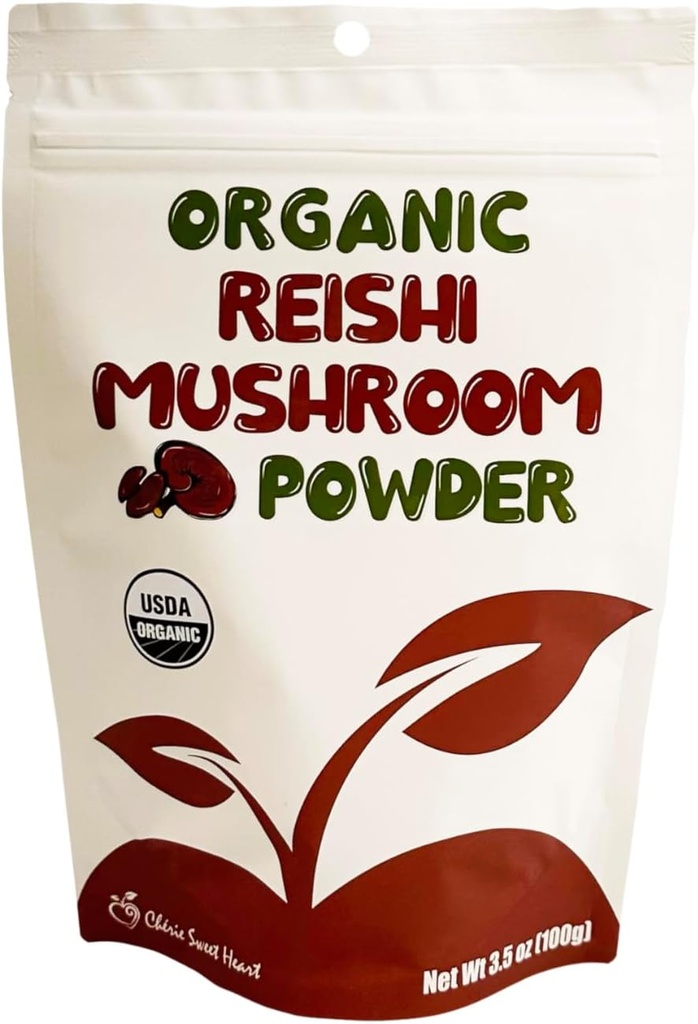 Cherie Sweet Heart Orgánica Reishi Mushroom Powder, 3.5 Oz, Immune Boosting, Coffee Enhancer (Packaging May Vary)