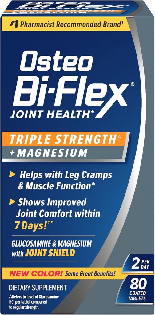 Osteo Bi-Flex Triple Strength Suplemento Conjunto con Glucosamine &amp; Magnesium, Gluten Free, 80 Tablets