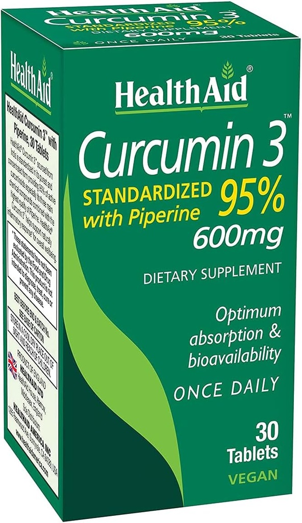 Complejo de Curcumin 600 mg, 30‐Counto ANTE Térmeric Extracto con Bioperina para la Absorción Mejorada, 95% Curcuminoides ANTE Vegan, Daily Joint &amp; Immune Support Suplemento
