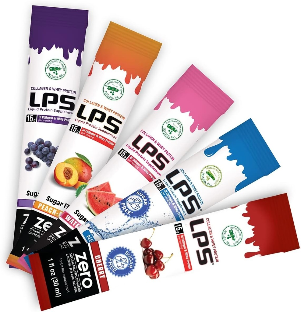 Diseños Nutricionales LPS LPS Láquico &amp; Whey Protein Suplemento - Bebida no GMO, libre de azúcar - promueve la piel sana y el pelo para hombres &amp; mujeres, servidumbre individual (Variety Box, 30)