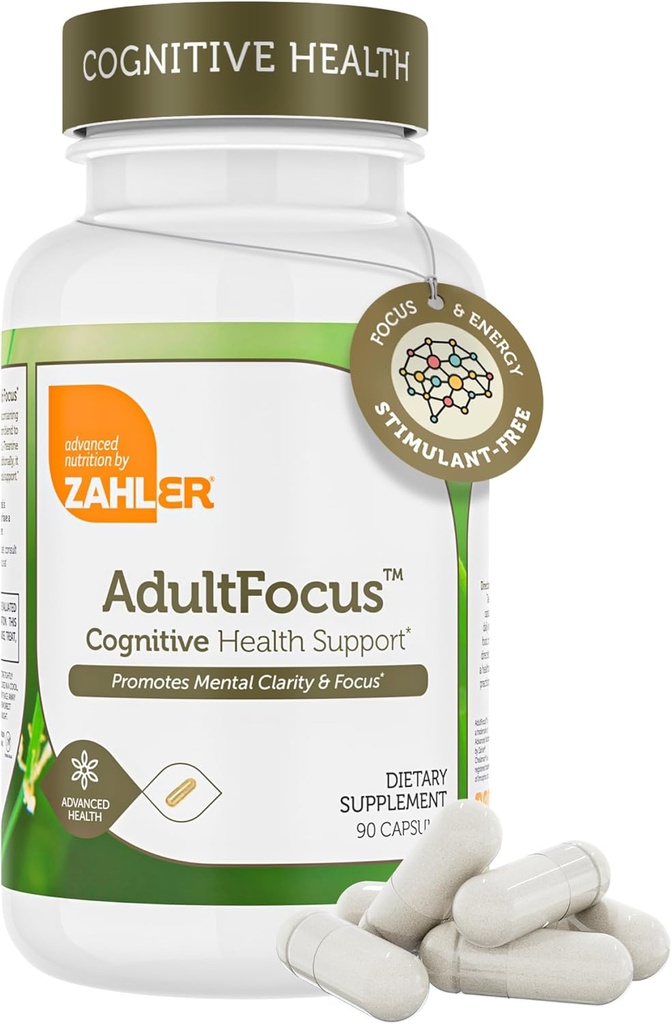Zahler AdultFocus, Advanced Formula to Support Focus and Concentration, Certified Kosher, 60 cápsulas