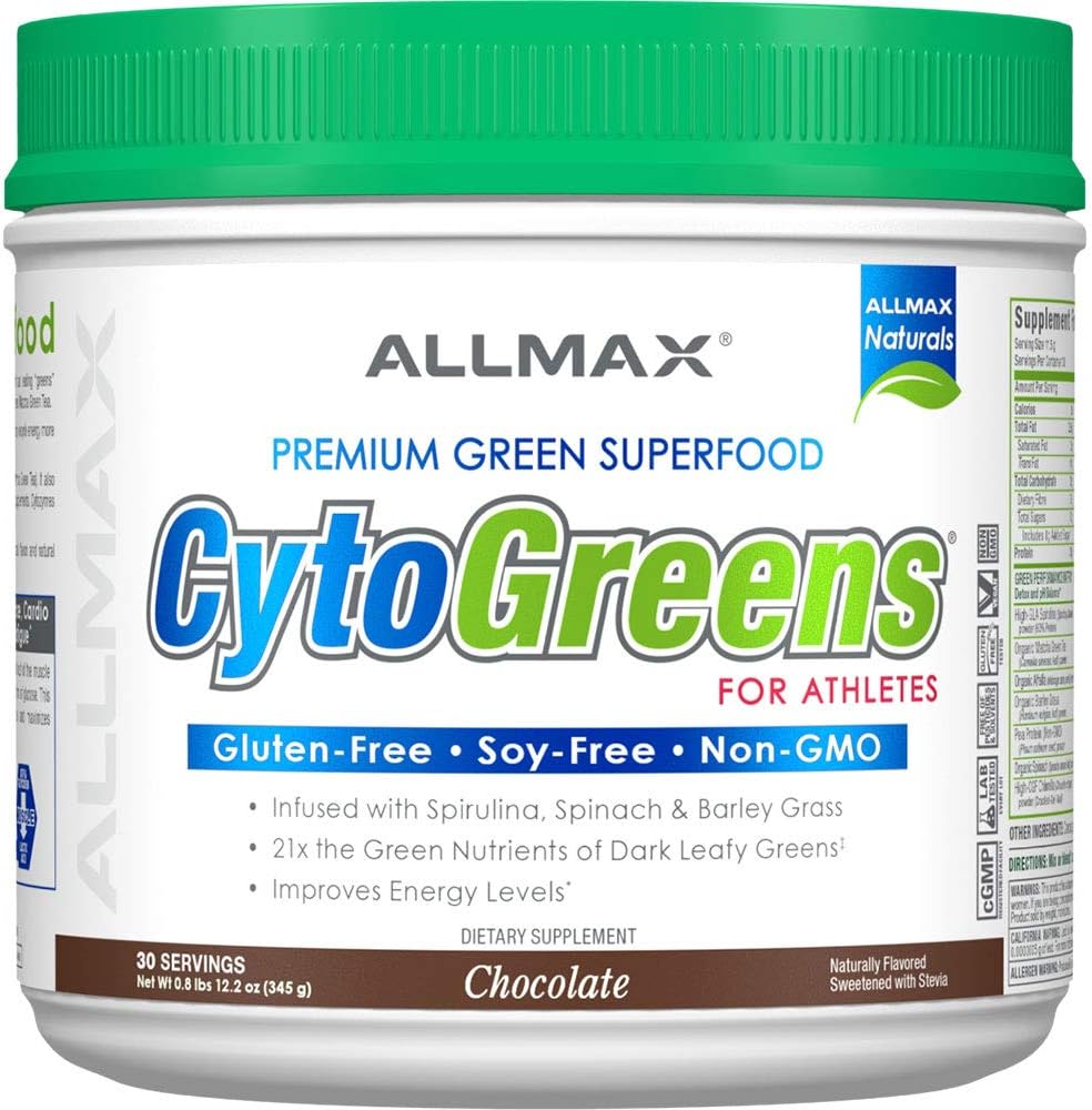 ALLMAX Nutrition - Cytogreens Super Greens Powder, Infused with Spirulina, Spinach &amp; Barley Grass, Supports Immune & Digestive Health, Gluten Free & Vegan, 30 Servings (Chocolate)