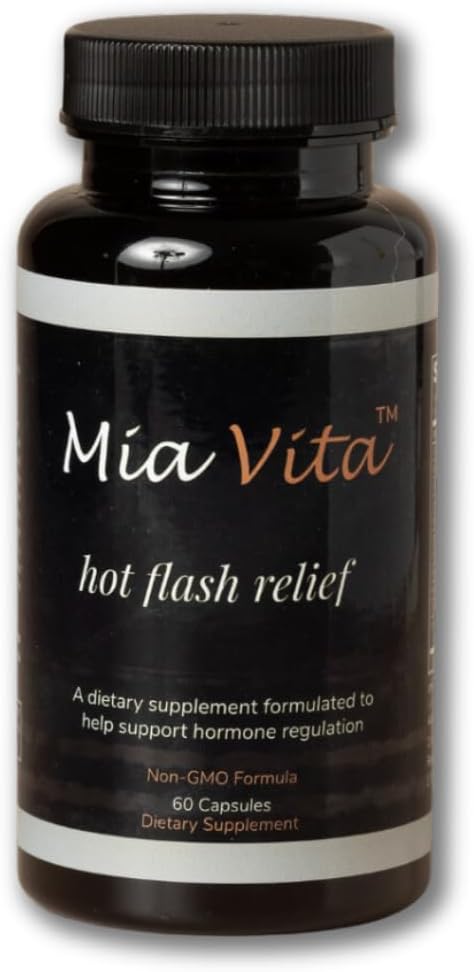 FEMMEPHARMA Mia Vita Hot Flash Suplementos para la menopausia Regulación de las hormonas naturales no transgénicos para los suéteres nocturnos Cohosh negro &amp; Dong Quai 60 cápsulas (30 días de suministro)
