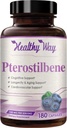 150mg Pterostilbene Suplemento - Una vez Daily Antioxidante Suplemento para la piel del corazón envejecido y el apoyo cerebral inmune - naturalmente derivado no GMO &amp; Hecho en los EE.UU. (180 Servings)