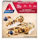 Atkins Blueberry Griego Yogurt Protein Meal Bar, High Fiber, 15g Protein, 3g Sugar, 5g Carbs netos, Meal Replacement, Keto Friendly, 5 Conde