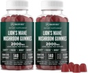 Lions Mane Mushroom Gummies for Adults, 280 Count Bulk Lion's Mane Chewables, High Potency 10:1 Organic Extract amounts to 2000mg, Supplement Supports Mental Clarity, Focus, Mood and Brain Fog, 2 Pack