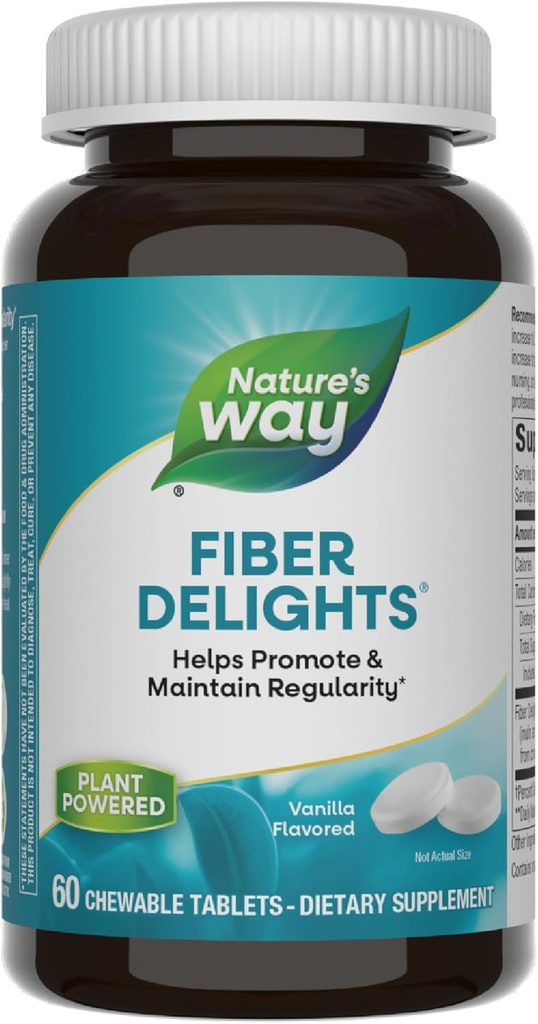 Camino de la Naturaleza Deleita Fibra Diaria para la Regularidad*, Vainilla Flavored, 60 Tablas Chewable