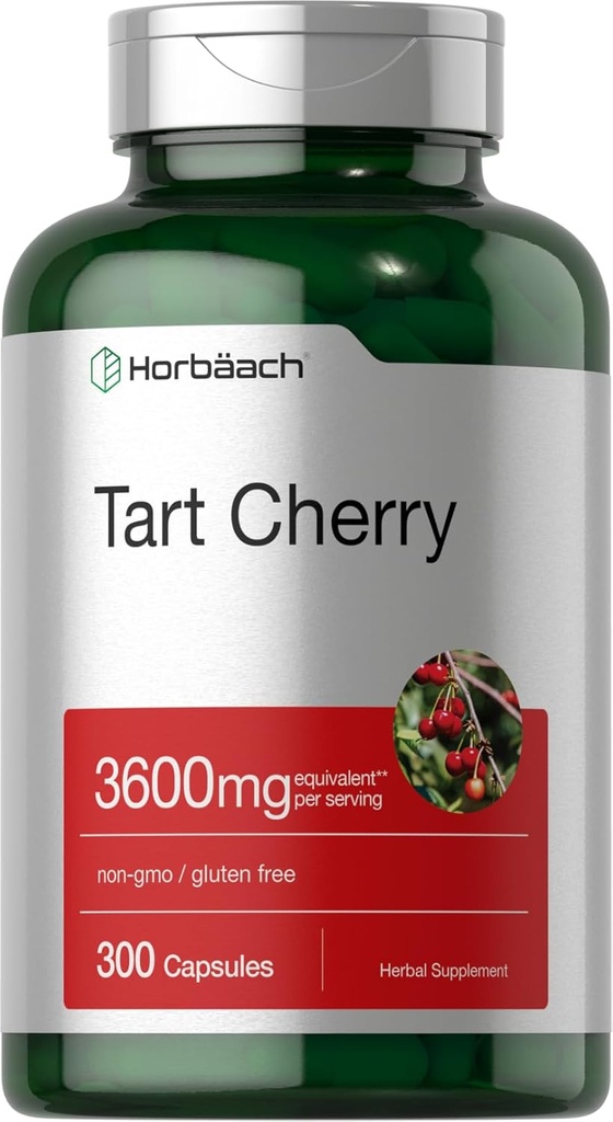 Horbäach Tart Cherry Extract Capsules Silencio 3600mg Silencio 300 Pills Silencio Non-GMO, Gluten Free ← Tradicional Herbal Suplemento