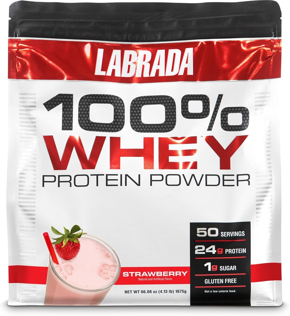 Labrada Nutrition 100% Whey Protein Powder, Fresa, 4.13 lb