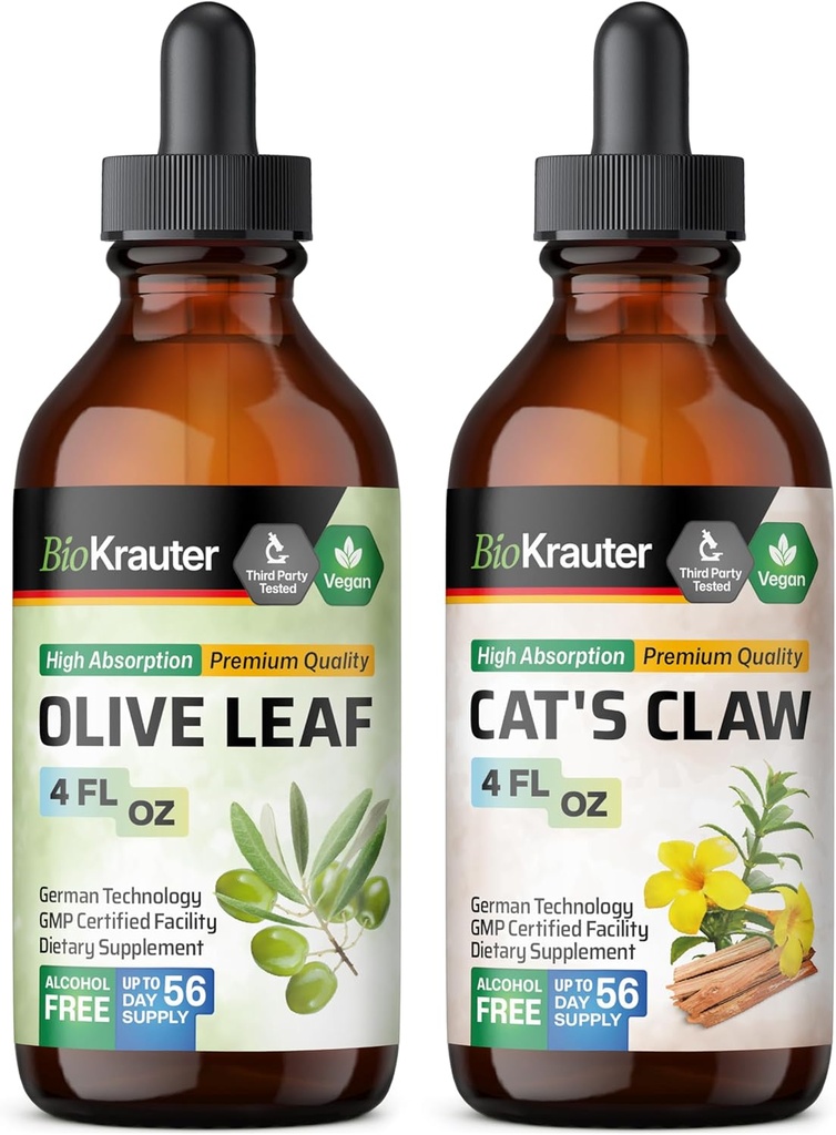 BIO KRAUTER Olive Leaf Tincture 4 Fl. Oz. " Cat's Claw Tincture 4 Fl. Oz.