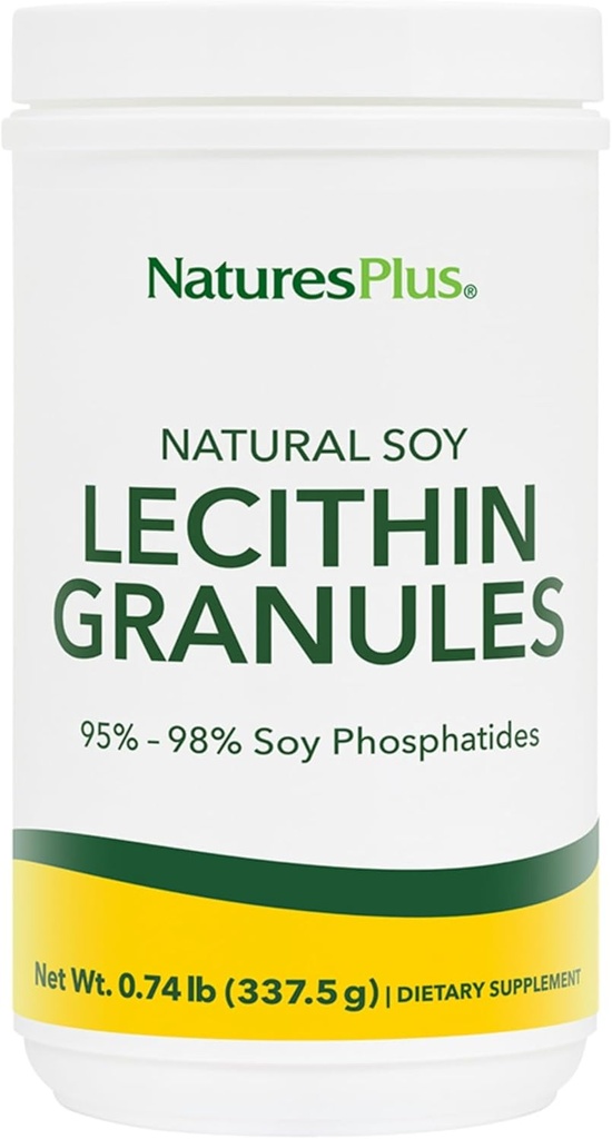Natures Plus Lecithin Granules - 95% Soy Phosphatides, 12 oz - Lecithin Powder Suplemento, Pleasant-Tasting, Oil-Free - Vegetariano, Gluten-Free - 45 Servings