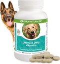 Sólo animales domésticos naturales Ultimate Daily Vitamins - Suplemento multivitamínico completo para perros Balanced Health & Vitality - Senior Small &amp; Large Canine Food Immune Digestive Support -180 Soft Chews Tablets