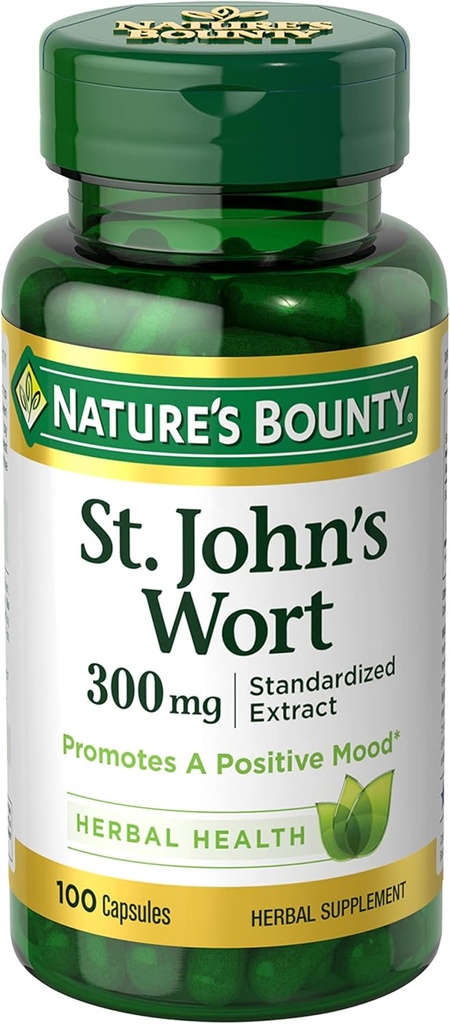 Bounty St. John’s Wort 300mg capsules, Herbal Health Supplement, Promotes a Positive Mood, 100 capsules