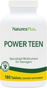 NaturesPlus Fuente de Vida Power Teen - 180 Tabletas Vegetarianas - Adolescente Multivitamínico con Minerales &amp; Whole Foods for Mental Focus, Energy Booster - Gluten-Free - 90 Servings