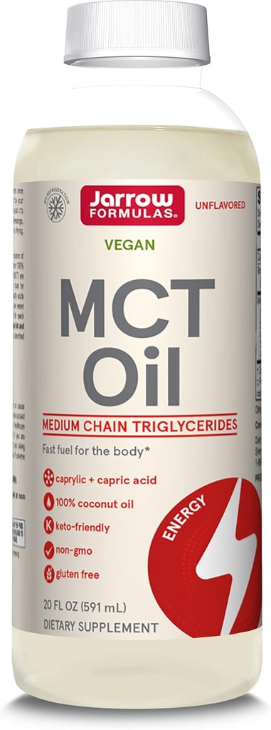 Jarrow Formulas MCT Aceite, Suplemento dietético, Apoyo a la Dieta Ketogénica para la Energía Rápido, 20 fl oz Aceite líquido, 39 Day Supply