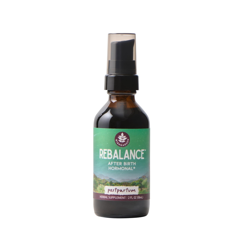 WishGarden Herbs ReBalance After Birth Hormonal - Suplemento Herbal de base vegetal con Vitex Berry &amp; Motherwort Supports Healthy Postpartum Hormone Levels and Postnatal Hormone Balance, 2oz