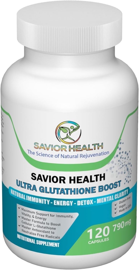 Ultra Glutathione Boost - L Glutathione Boosting Supplement with Herbal Plant Extracts, Minerals, Vitaminas, Antioxidantes & Amino Acids - No Gluten - 790mg - 120 Veggie Capsules
