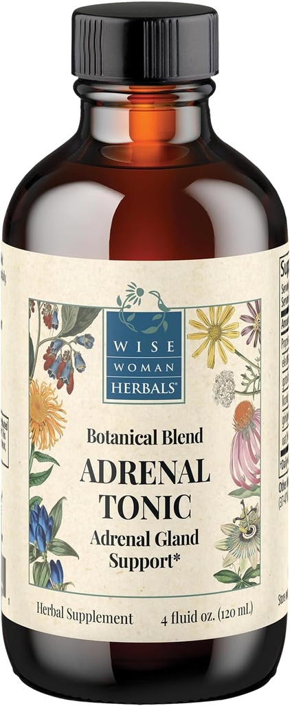 Mujer Wise Herbals Adrenal Tonic Liquid Extract, Herbal Adaptogen Blend with Eleuthero, Ashwagandha & Licorice, Supports Healthy Adrenal Function, Energy, Stamina, Stress & Focus, Non-GMO, 4 Fl Oz