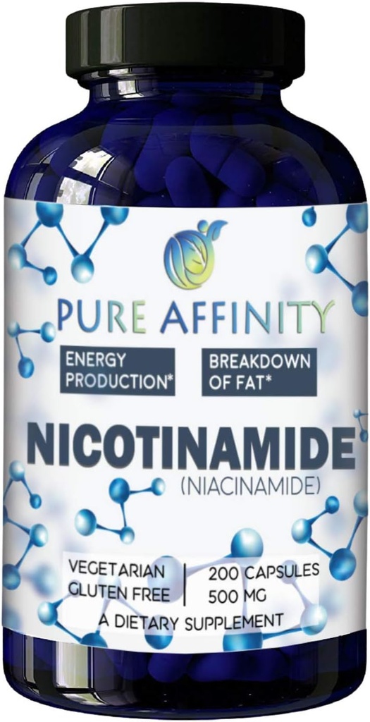 200 cuenta! B3 Nicotinamide 500 mg Niacina libre de líquido eficaz. Booster de energía, Regenerador de células, apoya el declina cognitivo, anti envejecimiento y ayuda a romper carbohidratos " grasas (200 Ct)