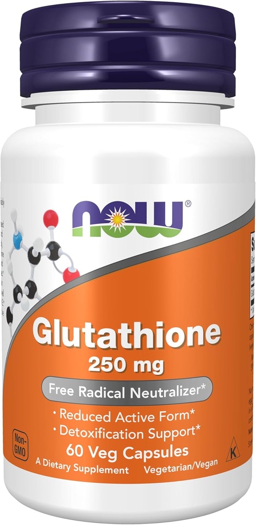 AHORA Suplementos de alimentos, Glutathione 250 mg, Apoyo de desintoxicación*, Neutralizador Radical gratuito*, 60 cápsulas de verduras