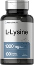 Horbäach L-Lysine 1000mg ← 100 Coated Caplets ← Forma gratuita Suplemento dietético ← Aminoácidos esenciales Silencioso Vegetariano, No GMO y Fórmula Libre Gluten