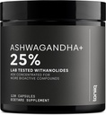 Toniiq Ashwagandha – 40:1 Extracto Concentrado – 25% Conanolidos – Salvaje cosechado en India – Altamente biodisponible con Pepper Negro – Testado de Terceros – 120 cápsulas - 1.300 mg por Serving