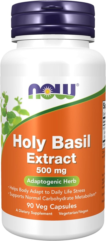 AHORA Alimentos Suplementos, Santo Basil Extracto 500 mg (Holy Basil es una planta sagrada en Ayurveda), 90 Veg Capsules