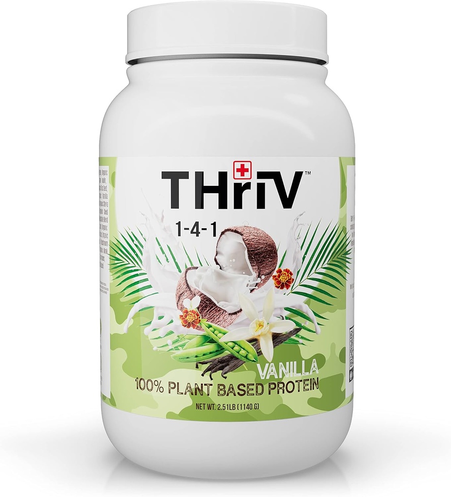 Thriv THriV Nutrition - Organic Plant Based Protein Powder, Chocolate o Vainilla, Vegan, Sin gluten, No GMO, Dairy Free, (2.5lb/1,140g) Polvo (Vanilla)