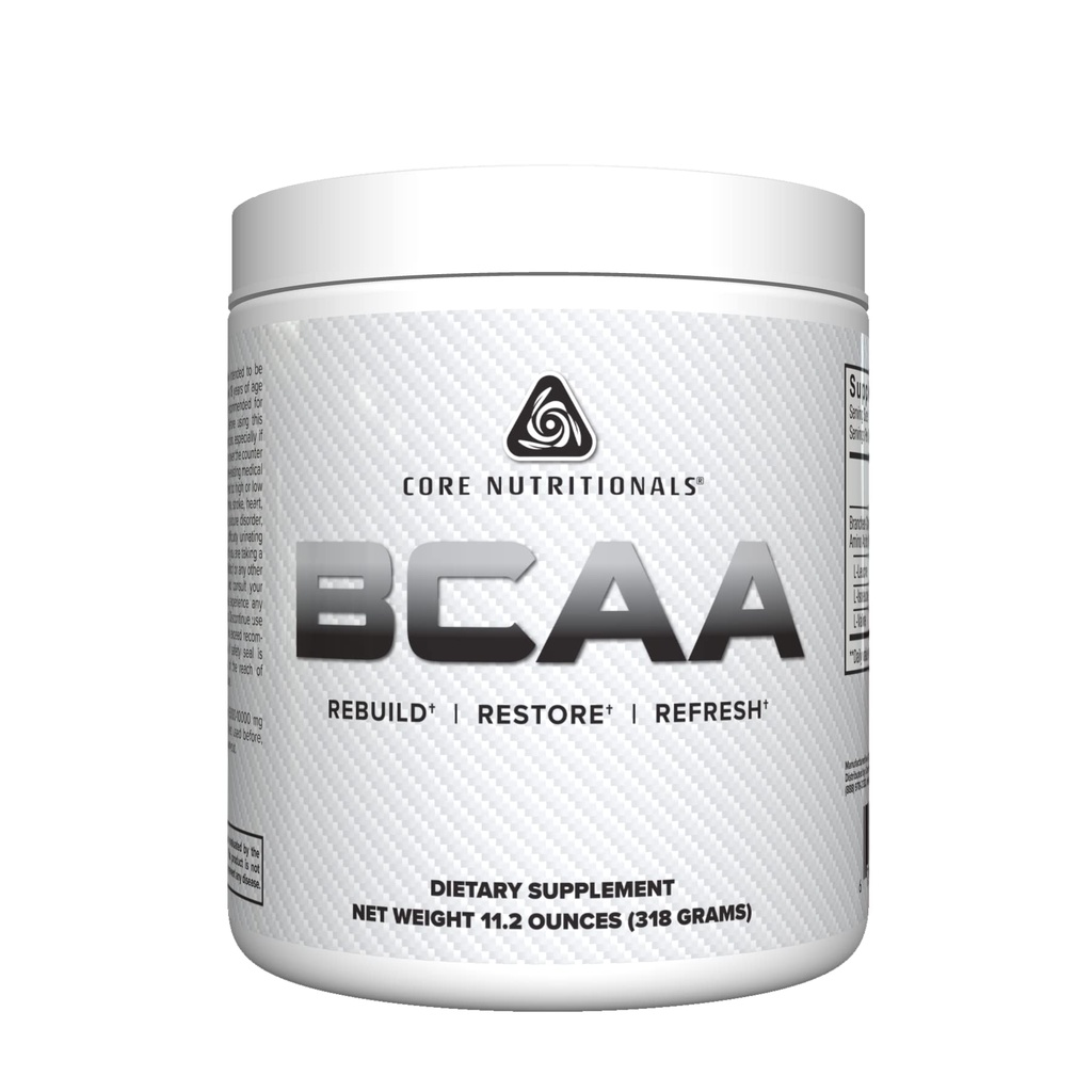 Core Nutritionals BCAA Powder | 2:1:1 Branched-Chain Amino Acids for Recovery | Support Protein Synthesis | 5g Servings | 60 Servings (Unflavored)