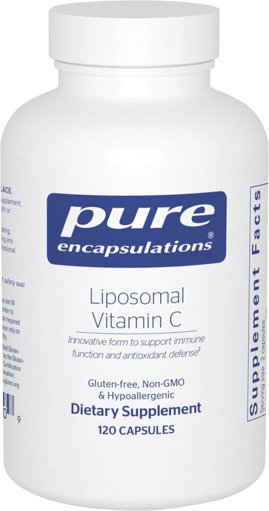 Encapsulaciones puras Vitamina Liposómica C - Suplemento de Apoyo Inmunitario* - Nourishment Antioxidante - Vitamina Diaria - No GMO &amp; Gluten Gratis - 120 cápsulas