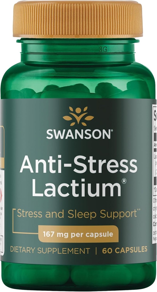Swanson Women's Anti-Stress Fórmula (Lactium) - Ayuda a Counter Stress, promueve la relajación y el sueño - (60 Capsules, 167mg) 1 Pack
