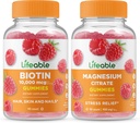 Biotina Lifeable + Magnesio, Gummies Bundle - Gran Tasting, Suplemento de vitaminas, Gluten Free, GMO Free, Chewable