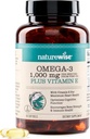 NatureWise Extra-Strength Omega 3 Fish Oil Suplemento - 1000mg por Serving - 600 EPA &amp; 400 DHA y Vitamina E - Apoyo para la salud del corazón y del cerebro - Lemon Flavor, GMO-Free - 60 Softgels[1-Month Supply]