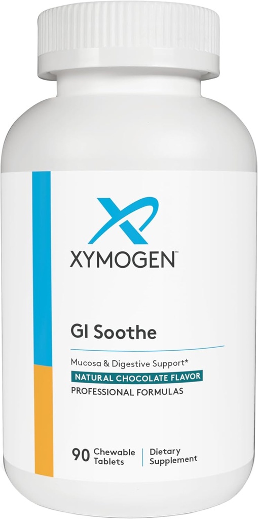 XYMOGEN Gut Health Supplements - GI Soothe Chocolate - Slippery Elm Bark, Licorice Root Extract &amp; Marshmallow Root - Promover GI Lining Health, Mild Bloating Relief & Digestive Comfort (90 Tablets)