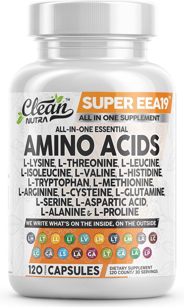 Nutraceuticals Amino Acids Suplemento L-Lysine, L-Threonine, L-Leucine, Isoleucine, Valine, L-Histidine, L-Tryptophan, L-Methionine, L-Arginine, L-Cysteine, L-Glutamine, L-Serine, Aspartic Acid