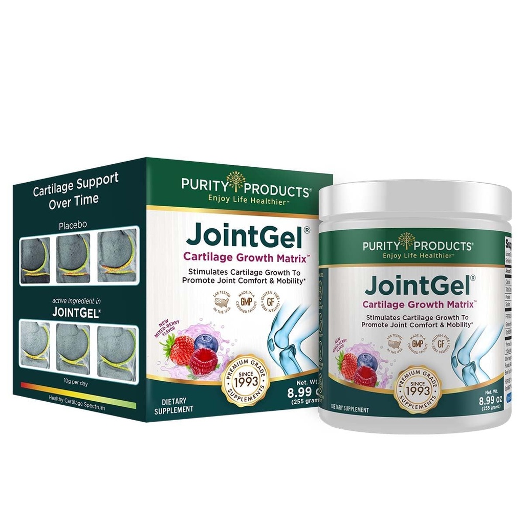Purity Products JointGel Formula Collagen Peptides + MSM - Soporta flexibilidad conjunta + fortifica el cartílago mixto - Berry Powder - 30 Day Supply