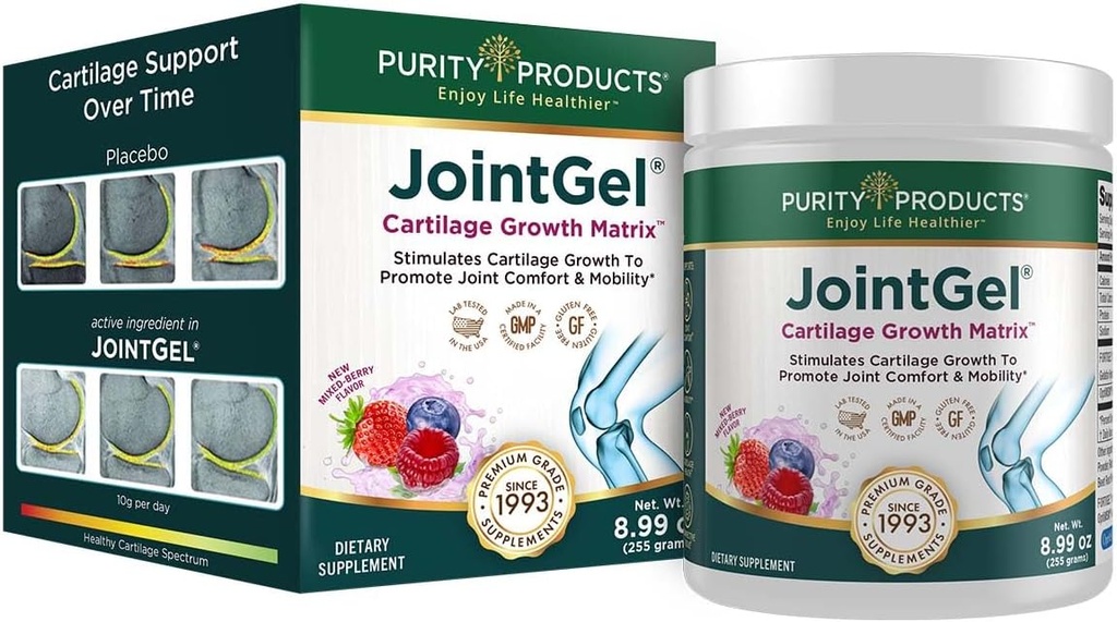 Purity Products JointGel Formula Collagen Peptides + MSM - Soporta flexibilidad conjunta + fortifica el cartílago mixto - Berry Powder - 30 Day Supply