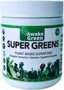 Awake Green - Super Greens - Superfood Powder - USDA Organic Non-GMO Vegan Supplement - for Digestive & Bloating Relief - 20+ Whole Foods (Spirulina, Wheat Grass, Barley), Probiotics, Fiber &amp; Enzymes