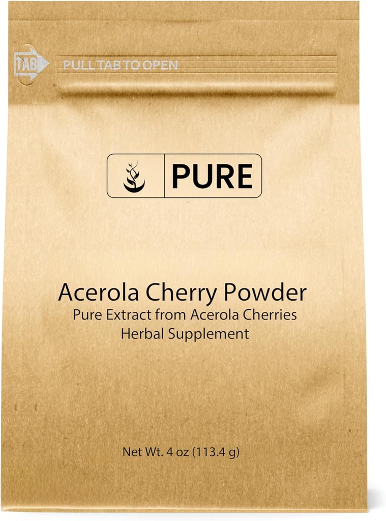 Pure Original Ingredients Acerola Cherry Powder 4oz Non-GMO, Gluten Free, Eco-Friendly Packaging