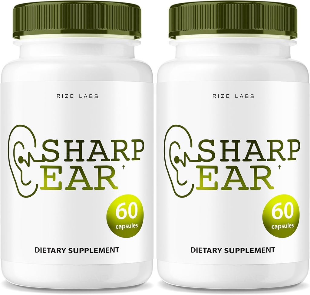 rize labs Sharp Ear Capsules, Sharp Ear Pills for Clear Hearing, Sharp Ear Supplement to Restore Hearing Health, Sharp Ear Advanced Formula Maximum Strength (120 Capsules) (Pack of 2)