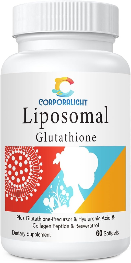 Liposomal Glutathione Softgels, Ausorción Mejorada - Entrega Liposomal, Forma activa L-Glutathione, Celular, Función Inmune " Detox Hígado, Rico en Fórmula Antioxidante, Gluten Free, 60 Softgels