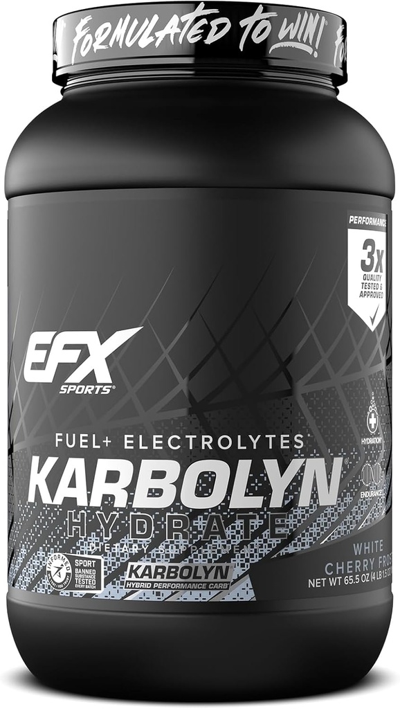 EFX Sports Karbolyn Hydrate ← Carbohydrate Powder + Electrolytes ← Sugar Free Sports Drink Mix ← Fuel " Hydration  durable Stimulant Free ← 66 Servings (White Cherry Frost)
