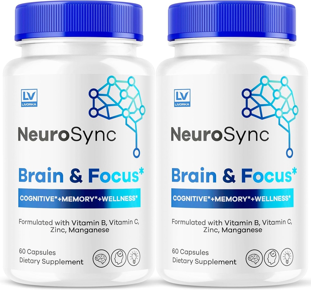 (2 Pack) NeuroSync Brain Capsules, Neuro Sync Brain & Focus, NeuroSync Brain, NeuroSync Advanced Formula Capsules, NeuroSync Brain and Focus, NeuroSync Brain Supplement, 120 cápsulas para 2 meses