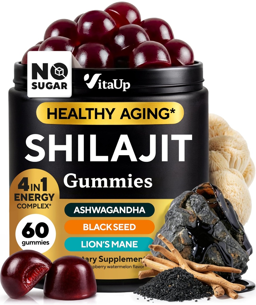 Himalayan Shilajit Gummies for Men &amp; Women - Pure Shilajit for Men Gummies - Sugar Free Gummy Supplements with Fulvic Acid - Healthy Aging, Immune & Energy Support - 60 Count