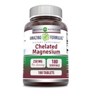 Fórmulas increíbles Suplemento de Magnesio Chelated TEN 250 Mg ANTE 180 Tablets TENIDO NO GLUTEN-Free TEN Made in USA