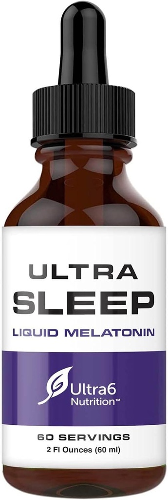 Ultra6 Nutrition Melatonin Drops with Valerian Root - Liquid Melatonin Sleeping Supplement with 5 HTP & Passion Flower - A Liquid Sleep Aid Strength Blend for Adults