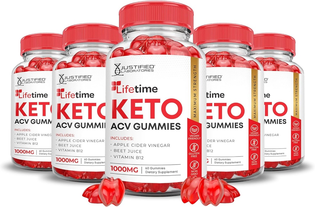 (5 Pack) Gamas Keto ACV para la vida Fórmula 1000MG para la vida Keto Gummies Apple Sider Vinegar Fórmula con granate Beet Juice Powder B12 Vegan Non GMO 300 Gummys