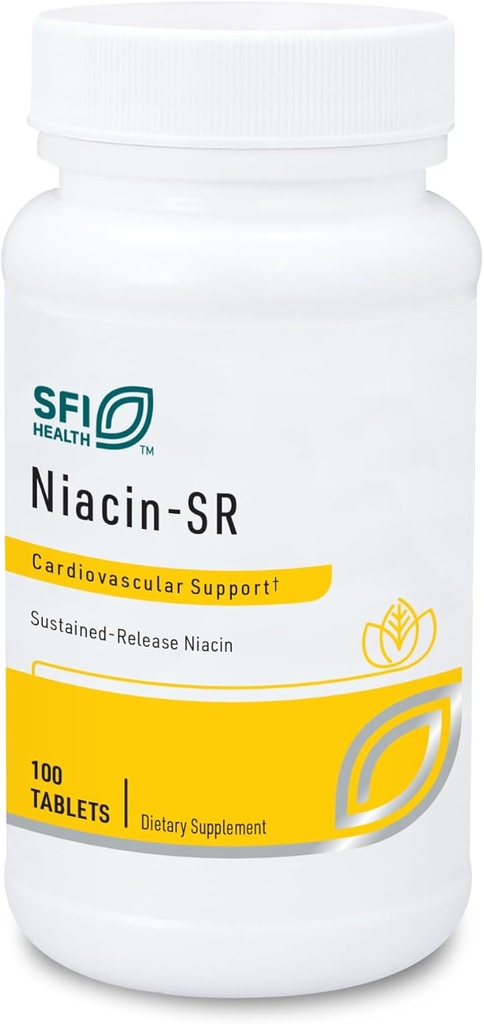 Klaire Labs SFI Health Niacin-SR - 500 Milligrams Sustained Release Essential Vitamin B3 para ayudar a evitar el flujo, la dosis ajustable " Hypoallergenic (100 Tablas puntuadas)