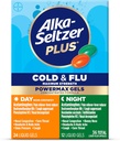 Alka-Seltzer Plus Power Max Cold &amp; Flu Day+Night Medicine: Cough Suppressant, Cold and Flu Medicine for Adults and Children 12 Years and Older, 36 Count, Packaging May Vary