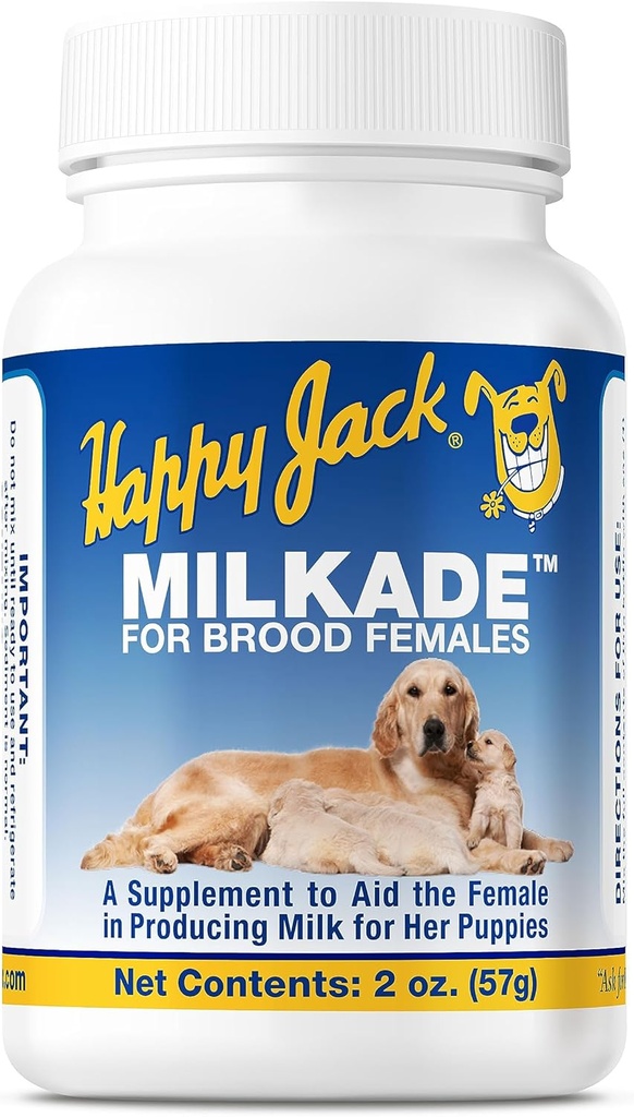 HAPPY JACK Milkade Dog Breeding " Nursing Supplies, Milk Production Aid for Female Dogs " Healthy Litter, Pregnant Prenatal Vitamin with Vitamin B1 (2 oz)